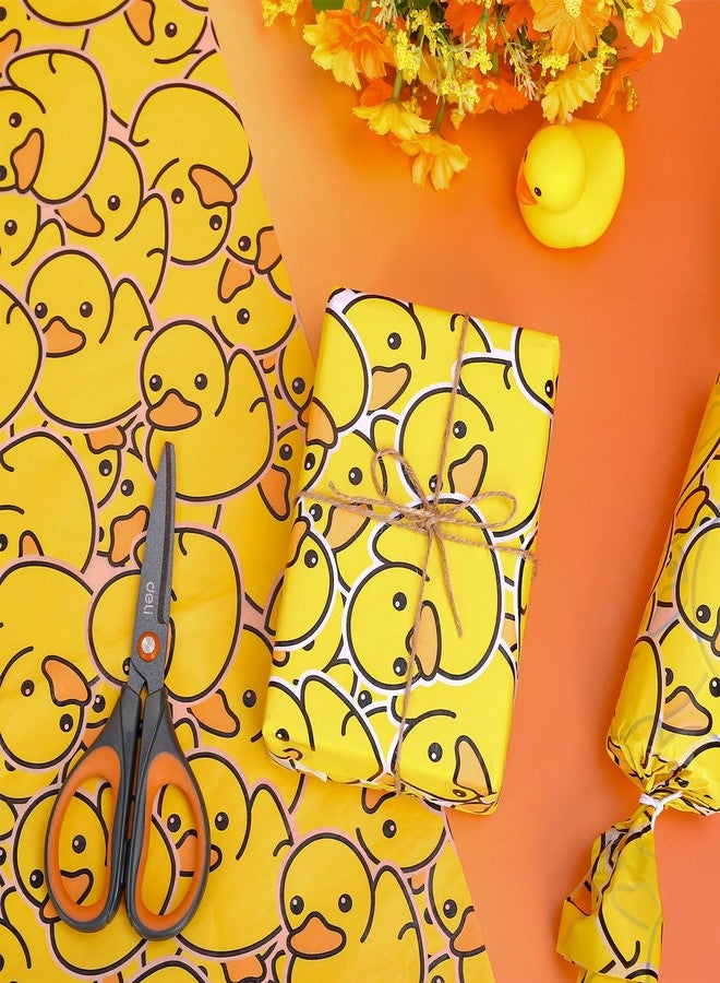 FYSUIMU 100 Sheets Rubber Duck Tissue Paper Yellow Cartoon Duck Gift Wrapping Paper Cute DIY Art Crafts Tissue for Birthday Baby Shower Holidays, 13.8 x 19.7 Inch - Image 4